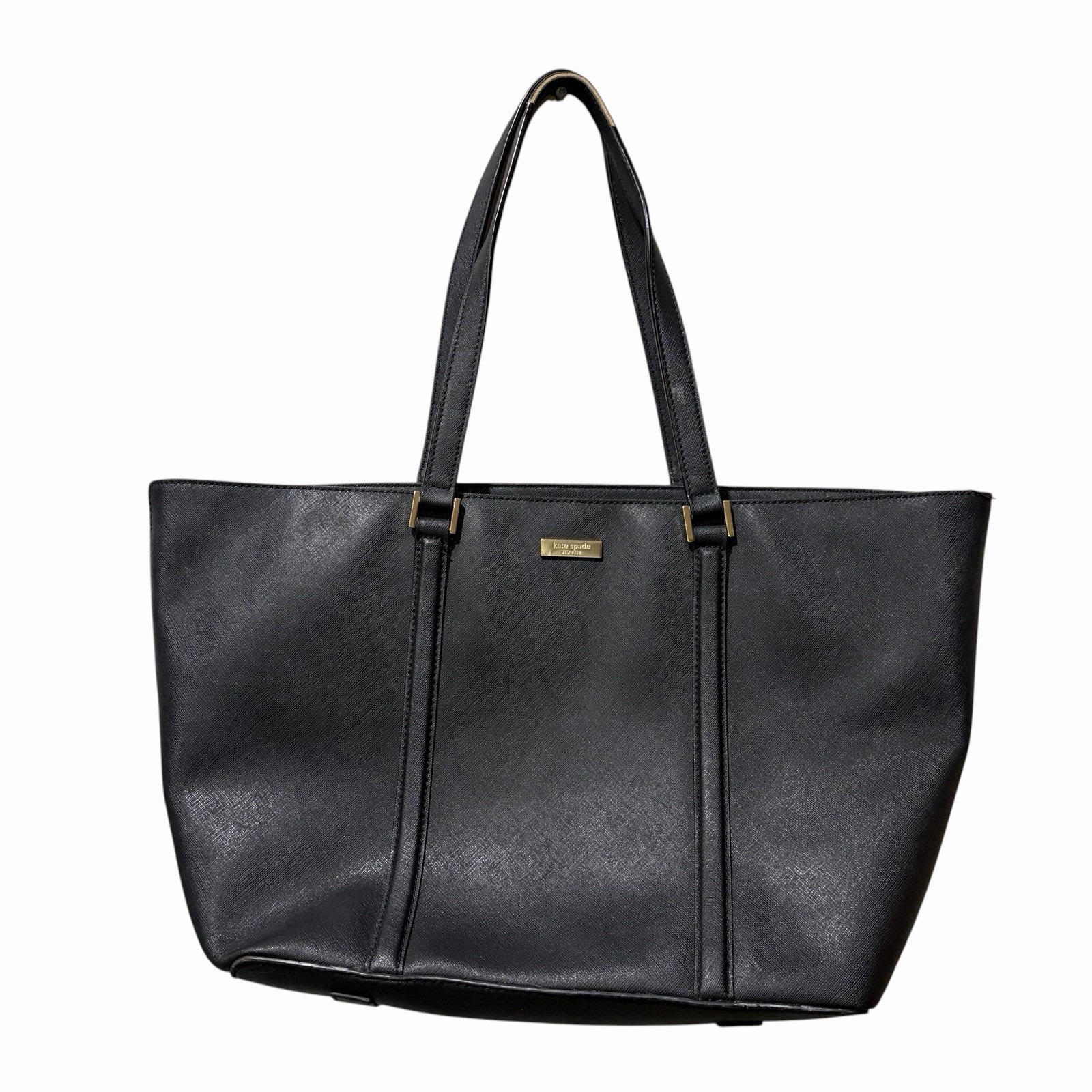 Kate Spade New York Black Leather Tote Bag Purse Large Cow Leather Classic